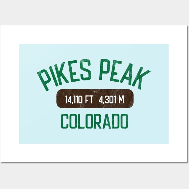 Pikes Peak Colorado Vintage Green Athletic 14er Wall Art by TGKelly